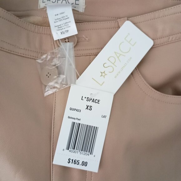 L*Space Quincey Vegan Leather Pants XS Latte Tan NWT Cropped MSRP $165 - Picture 6 of 9